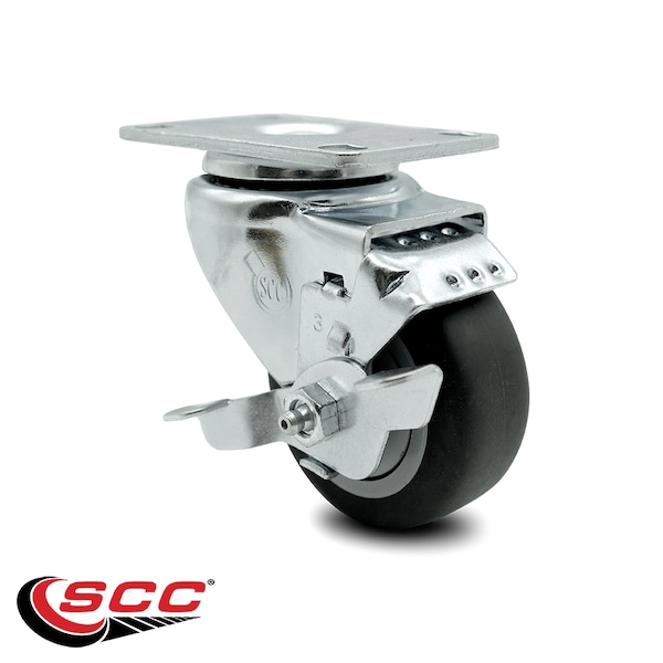 3 Inch Thermoplastic Rubber Wheel Swivel Top Plate Caster with Brake SCC